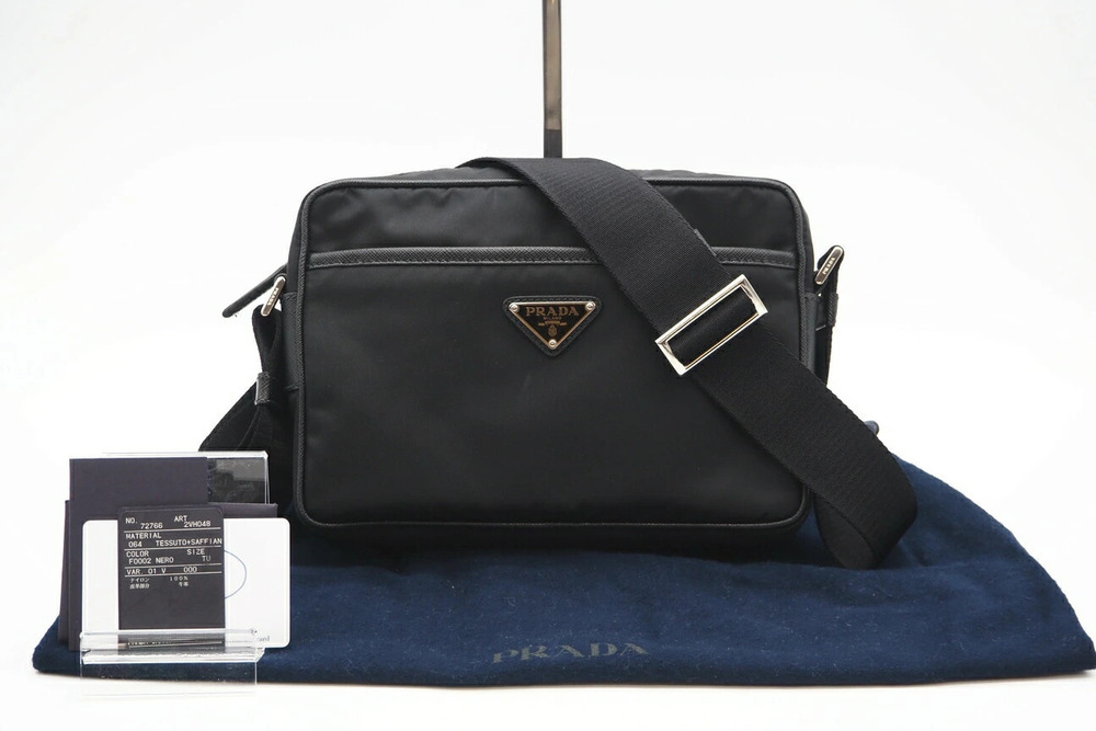 Prada Re Saffiano Leather Shoulder Bag Nero Black